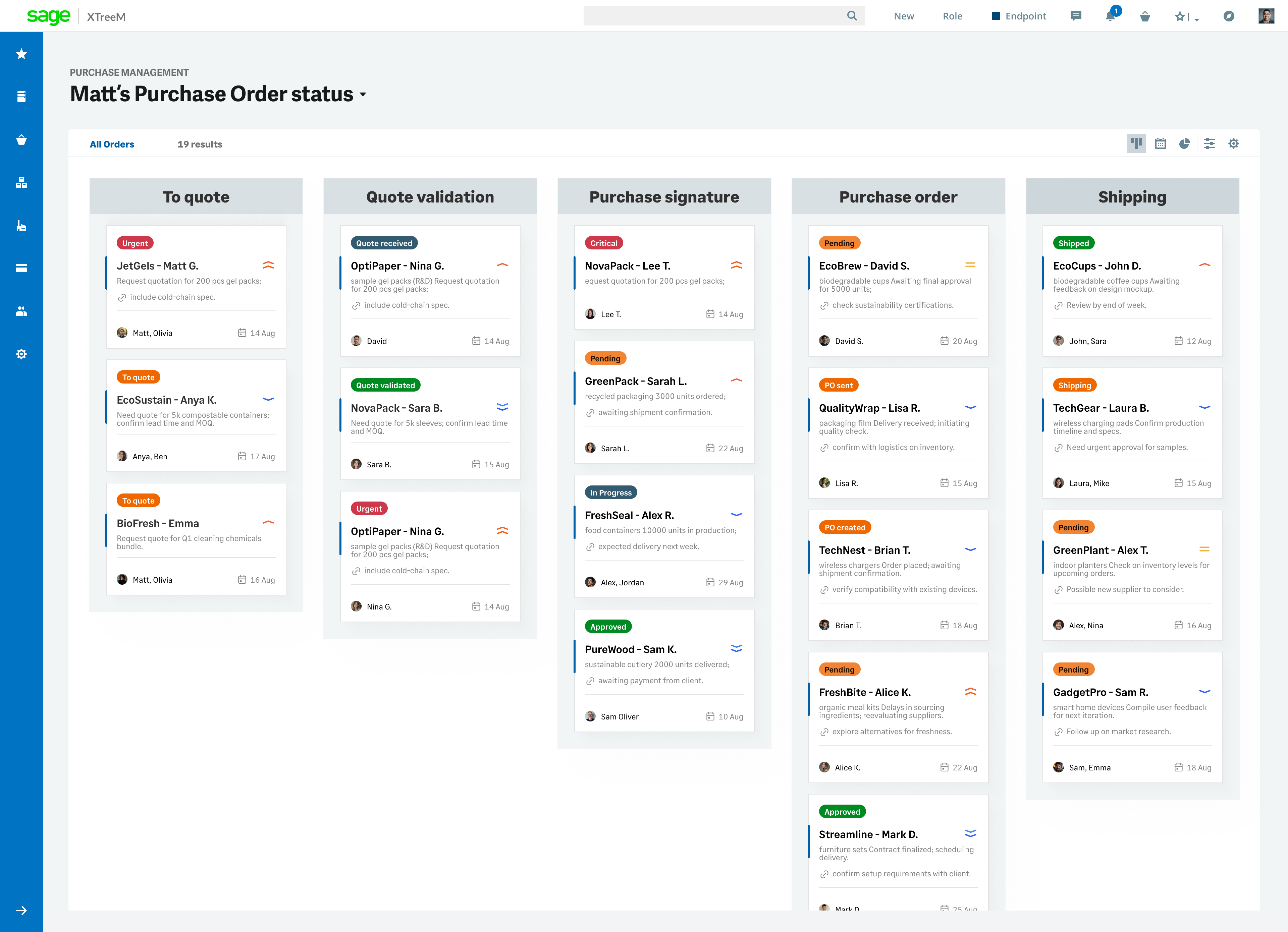 Kanban Board for PO Status Tracking